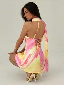 Vestido mini de moda de unicolor sin mangas para mujer - Multicolor - Ver 2