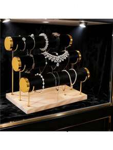 Gold Bracelet Organizer | Wooden Desktop Bracelet & Watch Display Stand, Suitable For Scrunchies And Watches - Multipurpose, Hanging Jewelry Storage Rack, Ideal For Retail Display, Trade Shows And Personal Collection - Multicolor - View 20