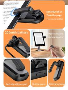 Page Turner Ring Remote Control For IPhone Kindle Android Tablets E-Readers Reading, Clicker Page Turner Remote Control - Black - View 8