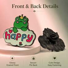 Frog Prince Enamel Pin, Happy Mood Brooch, Playful Frog Lapel Pin For Outfits - Multicolor - View 3