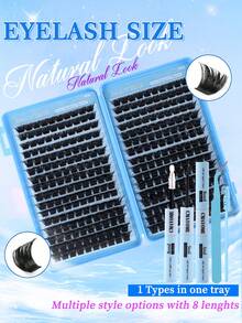 320/384/448pcs D Curl Large Capacity Individual Eyelashes,Gift For Mom,Cluster Eyelash Extensions,Soft And Natural Look,Long Lasting False Eyelashes,Lightweight Reusable Wispy Eyelashes Set Suit For Daily,Wedding,Night Party, Bridal,Cosplay Makeup. - D - View 9