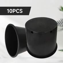 Plastic Flower Pot Seedling Pot Gardening Flower Pot With Drainage Holes Can Be Used For Planting, Cuttings, Seedlings, Succulent Cultivation, Seed Germination, Suitable For Patio Lawn Garden Indoor And Outdoor Reusable 7-Gallon 10PCS Black Round - 黑色 - 查看 3