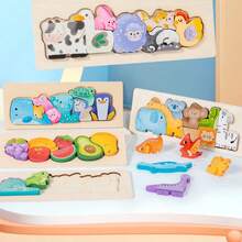 Wooden Children's Stereoscopic Puzzle Building Blocks, Parenting Toy, Educational Gifts For Boys & Girls - Multicolor - View 2