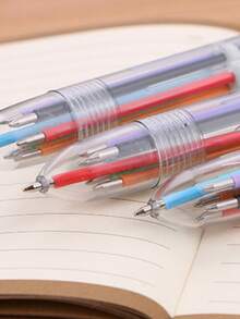4pcs Creative Transparent 6-Color Ball Pens, Cute Student Stationery Multi-Color Ballpoint Pens - Multicolor - View 4