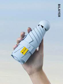 迷你口袋防水便攜旅行傘，防紫外線，2合1六折超輕防風晴雨兩用傘 - 彩色 - 查看 2