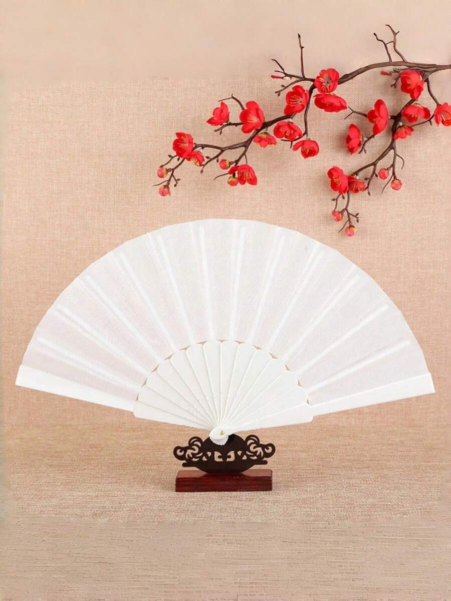 1/10pcs Solid Color Plastic Folding Hand Fan, Portable Clapper Fan, Suitable For Line Dance, Carnival Performance, Foldable Handheld Cooling Fan, Party Wedding Home Decor Gift, Multiple Colors Available - Fan - View 1