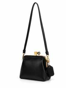 Pochette piccola con clip in metallo, tracolla regolabile, dimensioni compatte per l'uso quotidiano. - nero - Visualizzare 6