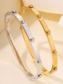 1pc 304 Stainless Steel Gold Color Bracelet, Elegant & Fashionable, Non-Fading, Minimalist Design, Suitable As Gift For Women - Spherical Bracelet - View 4
