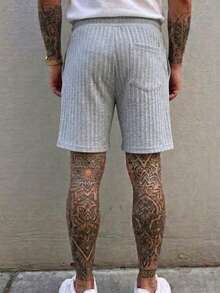 Men's Casual Drawstring Wide-Leg Knit Shorts - Light Grey - View 5
