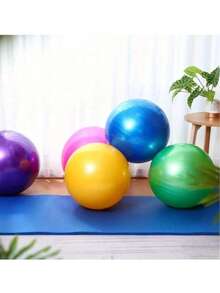 1 Pink,Blue,Purple PVC Yoga Ball, Durable Fitness And Pilates Balance Ball, For Weight Loss And Core Strength Training, Suitable For Home Workouts, With Yoga, Stretching And Flexibility Exercises, Air Pump Needs To Be Purchased Separately - Hot Pink - View 1