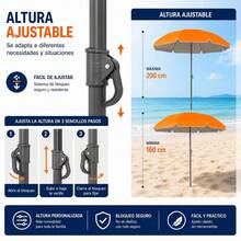 Sombrilla de Playa 160CM UV50+ Parasol Ajustable Inclinable con Bolsa de Transporte Resistente al Viento para Playa Camping Jardín Pesca - Morado - Ver 4