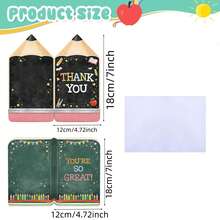2-12pcs Back To School Party Teacher Appreciation Cards With Envelopes Thank You Cards For Teachers Bulk School Theme Greeting Cards For Back To School End Of Year Teacher Appreciation Week Graduation Party Supplies - View 4