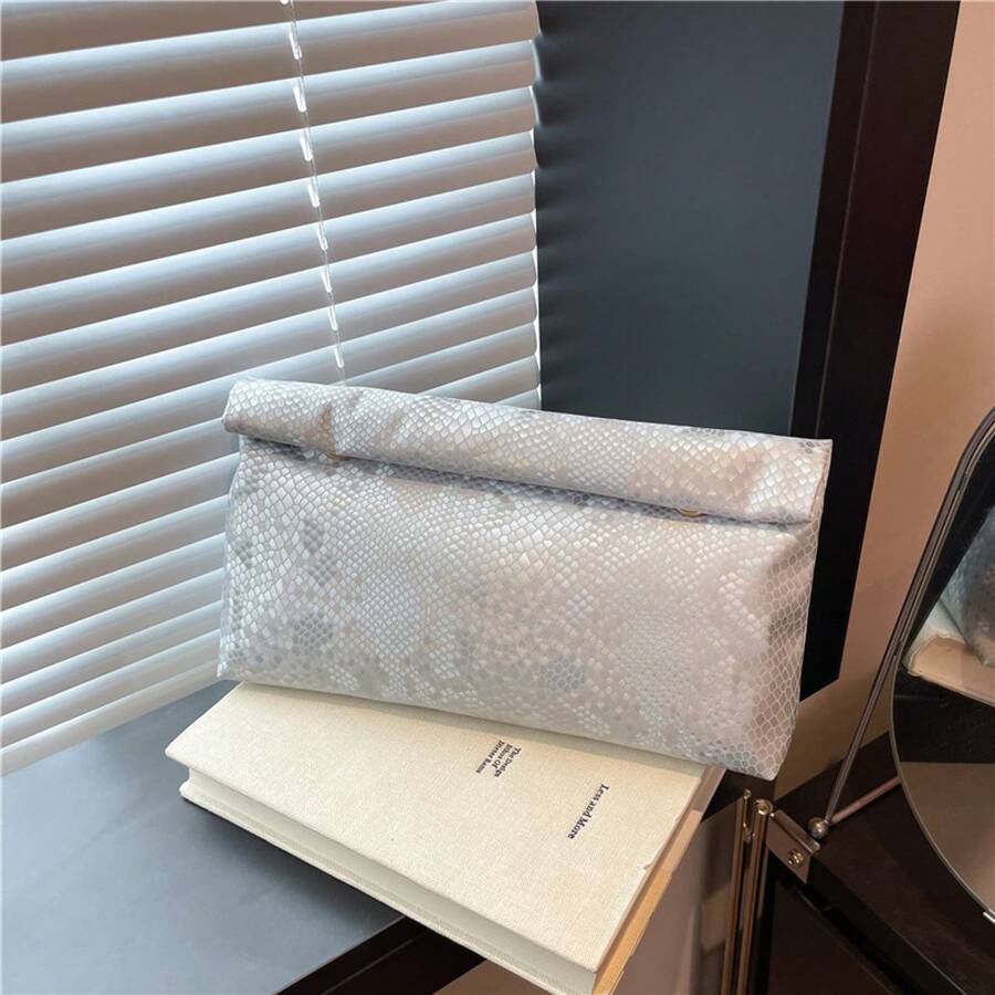 Bolso de mano moderno y versátil para mujer, estilo casual elegante con un toque de alta gama, bolso de hombro estiloso ideal para ir de compras, bolso tipo sobre de textura mate de alta gama, novedad de otoño 2026, bolso de mano elegante y a la moda para mujer. - Negro - Ver 1