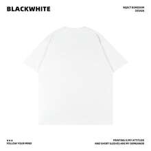 Camiseta de manga corta antibacteriana y refrescante con estampado de serpiente de estilo urbano oscuro, top de algodón grueso de corte holgado y a la moda para el verano Q591 - Blanco - Ver 3