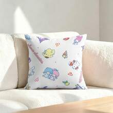 Miniso Funda de cojín con personajes de Sanrio, funda de cojín con patrón blanco con Hello Kitty, My Melody, Cinnamoroll, Little Twin Stars y Pompompurin para sofá, sala de estar, dormitorio y decoración del hogar - Color - Ver 2