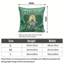 Miniso Minions "Caution Content Creator" Throw Pillow Cover, Green Funny Cushion Case For Couch Sofa Bedroom Living Room Home Decor - Color - View 5