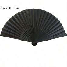 Black Classic Folding Fan, Bamboo Ribs, Suitable For Chinese Or Spanish Style, Perfect For Weddings, Parties, Performances, Dance, Home Decor, Holidays, Birthdays And Graduation Gifts - / - View 7