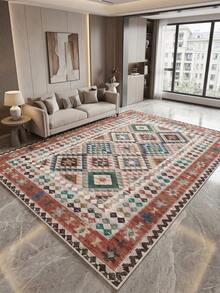 1 pieza Alfombra multicolor de diamante para sala de estar, adecuada para cocina, comedor, dormitorio, decoración de habitación festiva, interior/exterior, oficina, vestíbulo, felpudo antideslizante, alfombra de baño, pasillo, alfombra de área de estudio y juegos - Multicolor - Ver 8