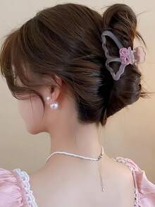 1pc Butterfly Flower Hair Claw Clip Set, Matte Jelly Acrylic Hollow Hair Clip, Sweet Women's Daily Styling Hair Accessory - Multicolor - View 5