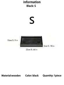 1PC/3PCS Black Wooden Rectangular Round Tray, Home Dining Plate Dessert Plate, Hotel Restaurant Coffee Plate, Tea Plate, Fruit, Sushi, Steak, Bread, Dim Sum Solid Wood Display Plate, Clear Texture Water Glass Plate - Black - View 15