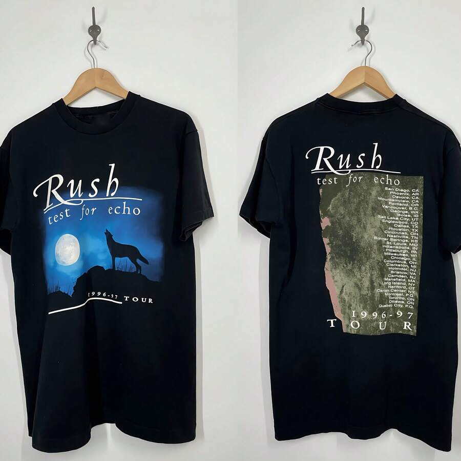 Vintage Styles Rush Test For Echo 1996 - 1997 Tour Concert T-Shirt - 黑色 - 查看 1