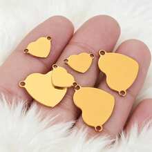 20 Pcs Double‑Hole Heart Connector Charms, 304 Stainless Steel 18K Gold Plated / Heart Tags, DIY Accessories For Necklace & Bracelet Making - Double Hanging Connector - View 5