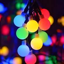 loyyz Solar Globe Outdoor String Light,IPX4 Cystral Fairy Light,12M/7M/5M Solar Garden Twinkle Light 8 Mode,Hanging Lighting For Outside Decor,Backyard,Porch,Yard,Christmas Tree,Balcony,Wedding,Advent, Easter,Christmas Colorful - Colored Light - View 2