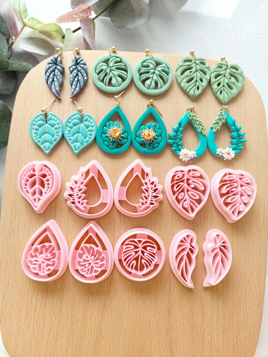 Botanical Leaf Cutting Mold Earring Making Tool, DIY Handmade Jewelry Miniature Cutter, Ceramic Mold, Minimalist Embossing Tool, High Precision Polymer Clay Or Modeling Clay Mold - Botanical Leaf - View 1