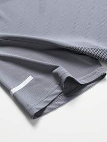 Vancamel Pulse Men's Loose Lightweight Mesh Breathable Dotted Print T-Shirt, Outdoor Workout Commute Sports Style Short Sleeve, Versatile Casual T-Shirt - Grey - View 4
