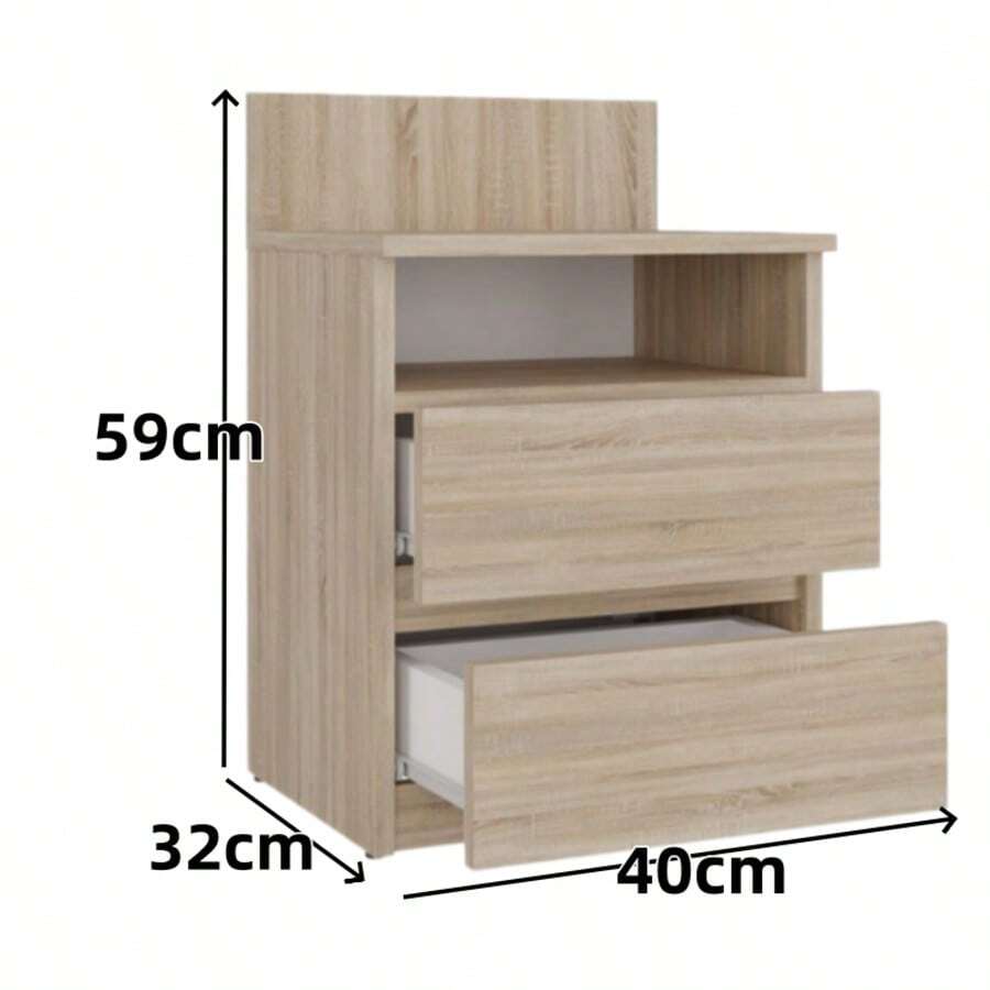 2026 Nordic Style Nightstand With Backrest, 4 Colors Available, Open Shelf + 2 Drawers Combination, Modern Minimalist Bedroom Atmosphere Storage Cabinet, Handleless Silent Bedside Storage Unit - Multicolor - View 1