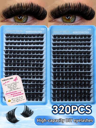 320/384/448pcs D Curl Large Capacity Individual Eyelashes,Gift For Mom,Cluster Eyelash Extensions,Soft And Natural Look,Long Lasting False Eyelashes,Lightweight Reusable Wispy Eyelashes Set Suit For Daily,Wedding,Night Party, Bridal,Cosplay Makeup.