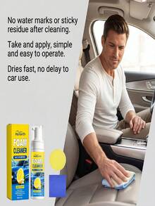 Nettoyant mousse multifonction, kit de nettoyage pour l'intérieur de la voiture et la maison, nettoyant efficace pour , le plastique, les tissus, ne laisse pas de traces d'eau ou de résidus collants, séchage rapide, parfum citron améliore le confort et la propreté de l'habitacle - Liquide - Voir 7