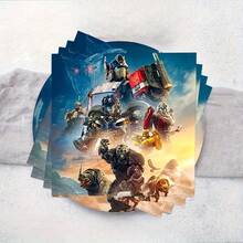 Robot Warrior Theme Disposable Party Tableware Set, Action Character Print Paper Plates, Cups And Napkins Set, Suitable For Birthday, Movie Night Party Supplies - Multicolor - View 9
