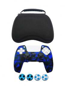 適用於 PlayStation 5，1件保護殼 + 4件搖桿帽 + 1件收納袋套組，防滑防刮防汗，實用遊戲配件 - 手把套+搖桿帽+收納包套裝 - 查看 11