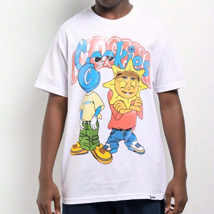 Ropa local para hombres, camisetas gráficas de algodón para hombres, camisetas oversize para hombres, ropa de calle Y2K para hombres, atuendos diarios de verano - Blanco - Ver 1