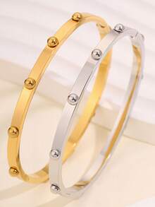 1pc 304 Stainless Steel Gold Color Bracelet, Elegant & Fashionable, Non-Fading, Minimalist Design, Suitable As Gift For Women - Spherical Bracelet - View 6