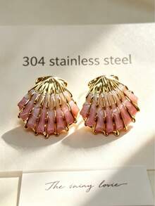 Vintage Luxury Twisted Stud Earrings, Gold-Plated 3D Textured, 304 Stainless Steel Sweat-Resistant And Fade-Resistant, Eye-Catching Ear Jewelry For Holiday Parties, Birthday Banquets, Bridesmaid Looks And Girls' Gatherings, Stand Out, Suitable For Vintage Markets And Summer Travel, Gentle Vacation Style, Fashion Statement For Daily Wear - Multicolor - View 8