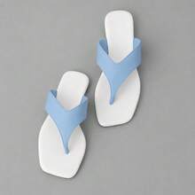 Women's Flat Sandal, Basic Everyday Comfortable, Faux Leather - 藍色 - 查看 2