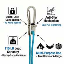 Practical Outdoor Tent Rope Accessories, Featuring Rolling Lock Design. Adjustable Telescopic Rope Hooks, Securely Fixed. Suitable For Tents, RVs And Outdoor Camping, Easy To Install And Adjust, Durable And Sturdy, Ideal For Outdoor Activities. - Multicolor - View 4