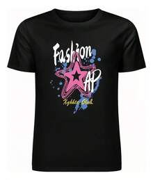 Playera Unisex-estética Neón Vibrante Moda Manga Corta - Negro - Ver 7