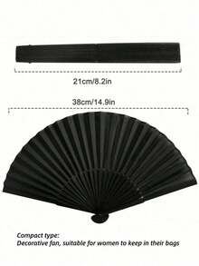 Black Classic Folding Fan, Bamboo Ribs, Suitable For Chinese Or Spanish Style, Perfect For Weddings, Parties, Performances, Dance, Home Decor, Holidays, Birthdays And Graduation Gifts - / - View 3