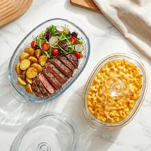 EZIFY 1Pc Oval Heat Resistant Glass Baking Dish With Lid, Available In 61oz & 95oz Sizes, Deep Clear Casserole Pan, Multipurpose Bakeware For Daily Cooking/Holiday Food Preparation - View 6