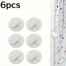 2/4/5/6Pcs Drill-Free Shower Curtain Windproof Fixing Clips, Bathroom Shower Curtain Anti-Leakage Edge Anti-Slip Fixer, Strong Adhesive Curtain Fixing Buckle - White - View 17