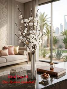 Elegant Metal Vase, Paired With Plum Blossoms,Small Flower Vase, Gold Vase, Metal Construction-For Wedding Table Centerpiece Decorations, Candlelight Dinner Table Decorations,Home Decor,Room Decor,Best Friend Gift,Female Gift,Winter Gift. - Silver Long Tubes - View 14