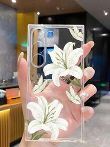 1 Piece Soft Phone Case With White Lily Flower And Butterfly, Compatible With Huawei Honor, , Galaxy A04e/12/A13/A14/A34/A50/A52/A53/A54/S21/S22/S23/S24/S25/S25Ultra, 6A/7A/8A, 12T/13T, International Version, Not Domestic Version, Spring Gift - 透明 11 - 查看 5