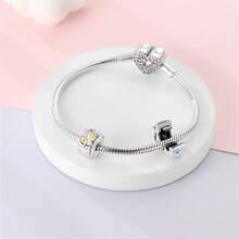 1pc Romantic Good Luck Totem Style S925 Sterling Silver Low Hypoallergenic Shiny Four-Leaf Clover Butterfly Evil Eye Flower Cross Ocean Paw Print Fixed Clip Bead, Suitable For Original Bracelet, Women's DIY Jewelry Making, Birthday Gift - Multicolor - View 6