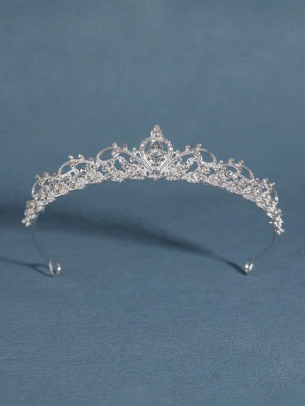 1pc Royal Alloy Rhinestone Crown Headband, Suitable For Party, Birthday, Wedding And Other Occasions