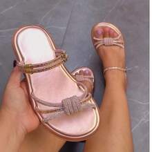 Women's Flat Platform Sandal All In Rhinestone Party Bohemian Party Shiny Rhinestone Party Wedding Office - Bronze - View 4