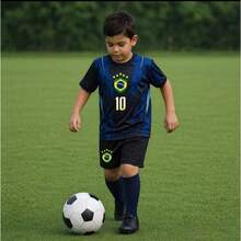 Brazilian National Team Style Kids' Uniform - Blue Black 06 - View 3