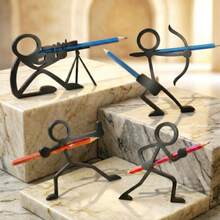 1Pc 3D-Printed Matchstick Pen Holder, Cute Chibi-Style Desk Organizer, Bookshelf Deco, Suitable For Office, For Home Use, Minimalist 3D Printed Desktop Organizer, Decorative Silhouette Pen Stand, Creative Humanoid Pose Pencil Cup, Unique Office Decor And Teacher Gift, Black Matte Finish,Plastic Pencil - Multiple Colors - View 5